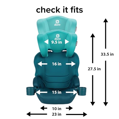 Image of Diono Everett NXT High Back Booster Car Seat with Rigid Latch, Lightweight Slim Fit Design, 8 Years 1 Booster Seat, Blue Razz Ice