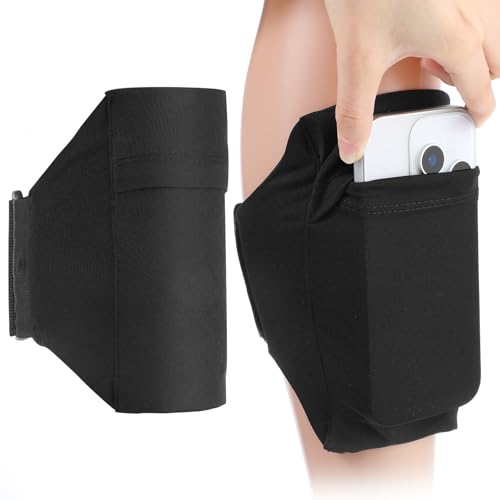 Cell Phone Leg Straps, Black Leg Phone Holder, Adjustable Cellphone Leg-Band for Women and Men, Non Slip Smartphone Armband for Running, Hiking, Equestrian, Motorcycle, Workout, Walking, Hiking