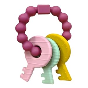 Baby Keys Toy, Teething Keys Toy for Toddlers 3-18 Months,Infants Sensory Silicone Chewable Keys Teether – Soothes Baby Gum Pain,BPA Free (Purple)
