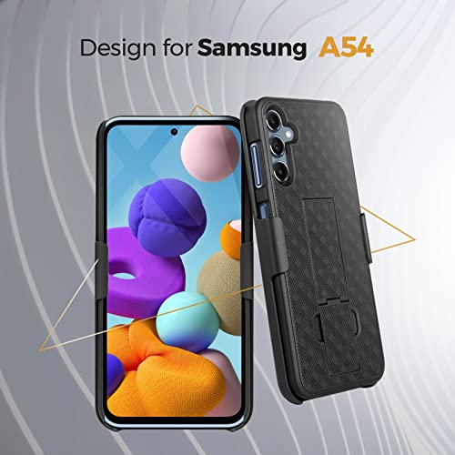 For Samsung Galaxy A54 5G Case With Clip, Belt Clip Case For Samsung A54 2023, Shell Holster Combo A54, Slim Rugged Drop Shockproof Protective Cover With Kickstand (6.4") | Motive #TOP1
