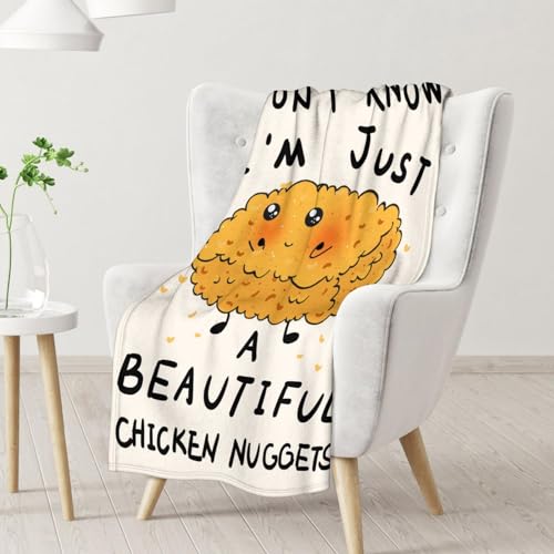 Mercuryelf Chicken Nugget Blanket - Soft, Fuzzy & Warm - 60x80 Inches Flannel Throw Blankets for Bed, Couch - Beige Cute Throws Gift for Women, Men