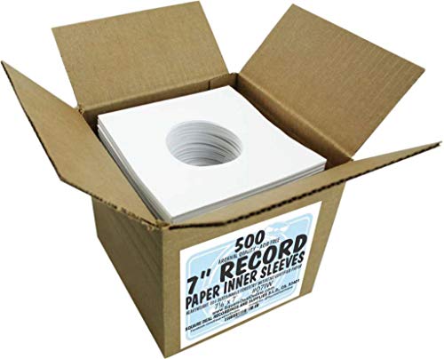 (500) White Paper Innersleeves With a Hole for 7" (45rpm) Vinyl Records #07IW - 7-1/8" x 7"
