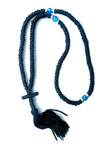 Ojos, Home Cuerda de oración cristiana ortodoxa bendecida Komboskoini hecha a mano, 150 nudos, pentante
