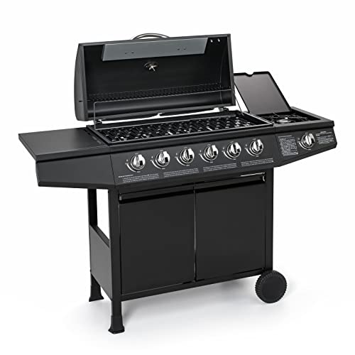 TAINO Basic bbq gasgrill, grillwagen, roestvrijstalen brander + zijbrander, grill (Basic 6+1 gasgrill) - Image 5