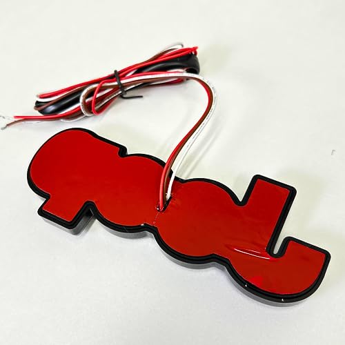 Image of AUTOGEM 2014-2018 Jeep Tailgate LED Letter Emblem Lights Up - Black Finish Rear Badge with Red LED for Jeep Vehicles