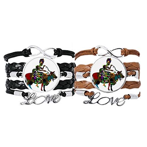 Pulsera Vaca Ride China minoría cuero suave antialérgica de cuerda regulable