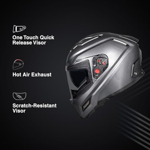 Image of SMK Agnar Solid ISI DOT & ECE 06 Certified Full Face Helmet with Pinlock 30 Antifog Visor (Anthracite Gun Grey - S)