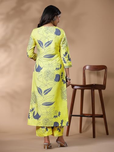 Image of GoSriKi Women's Rayon Blend Straight Printed Kurta & Palazzo