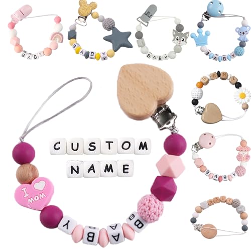 TENZHVXI Sujetadores de chupetes personalizados con nombres, regalos personalizados para recién nacidos