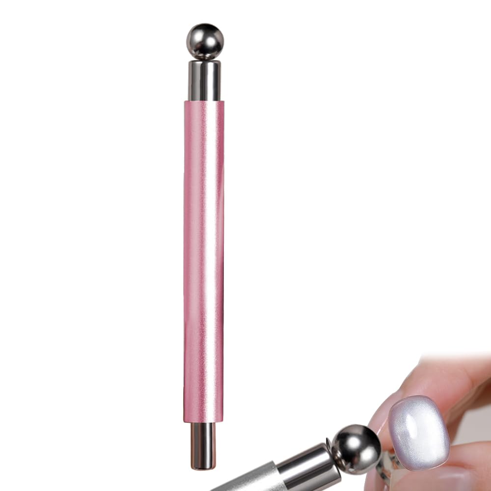 Magnete per unghie a forma di occhio di gatto, bacchetta magnetica a doppia testa con perline magnetiche rotonde per smalto per unghie, penna magnetica per smalto gel occhio di gatto
