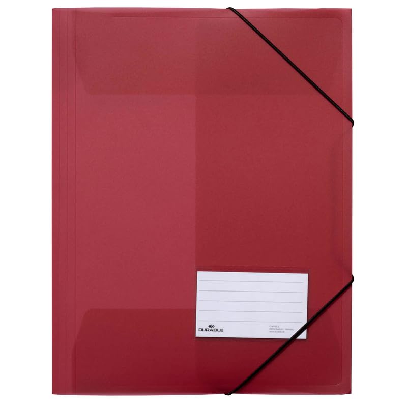 Porte-documents A4 à élastique rouge Durable pochette plastique 3 rabats pack de 5