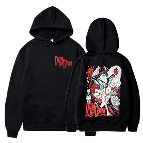 DianShao Dan-D-da-dan Sudadera con capucha - Sudadera con capucha de anime con Momo Ayase, Okarun & Turbo Granny Print - Sudadera de gran tamaño Harajuku Unisex para hombre y mujer, Negro9., S