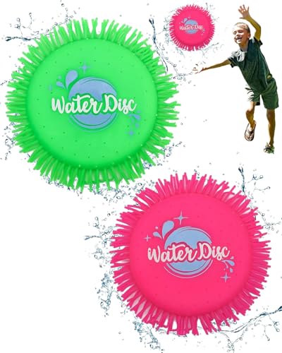 FUGLUS 2pcs Wasser Frisbee - Wasser-Wurfscheibe aus Schaumstoff und Silikon Ø 17 cm - Wasserspielzeug in knalligen Farben extra Soft (02 Stück - Frisbee 17 cm)