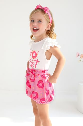 Happy Town Toddler Baby Girl Two Sweet 2nd Birthday Outfits Shorts Set Bowknot 2T Shirts Summer Clothes with Headband3