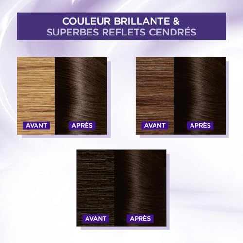 Coloration Permanente 4.11 Châtain Ultra Cendré Triple Soin Anti reflets Jaunes Excellence Cool Crème 'oreal Paris La Boîte De Coloration - vue 4