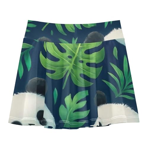 Joisal Athletic Shorts Girls Skorts Tennis Skirts Toddler Pleated School Skirt Cute Panda Green Tropical Leaves 3t2
