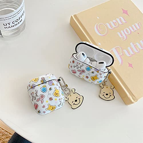 Airpods 2/1 Case - Pooh Bear Airpods Accessories Protective Cartoon Soft Case Cover Portable & Shockproof Women Girls Men For Airpods 2/1 Charging Case Egg Design With Crystal Material Keychain #TOP6