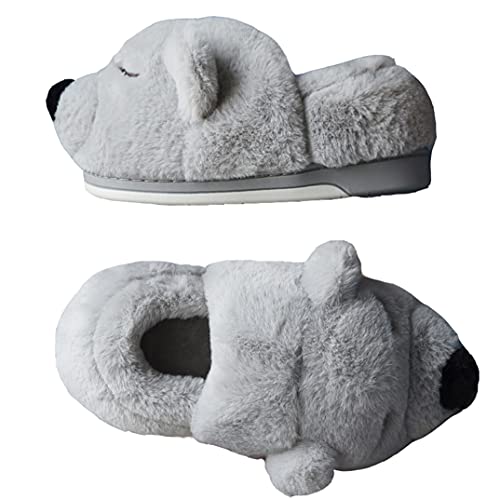 YILANLAN Winter süße Tier Bär Plüsch Damen Hausschuhe Indoor warme rutschfeste All-Inclusive-Plateauschuhe (40/41, Gray, numeric_40) Cover