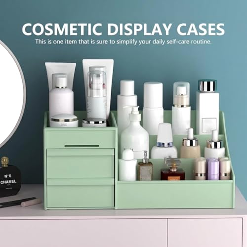 Image of INOVERA Makeup Organizer with Drawers | Countertop Cosmetics Display Case for Dressing Table | Vanity storage Holder Box (Green)