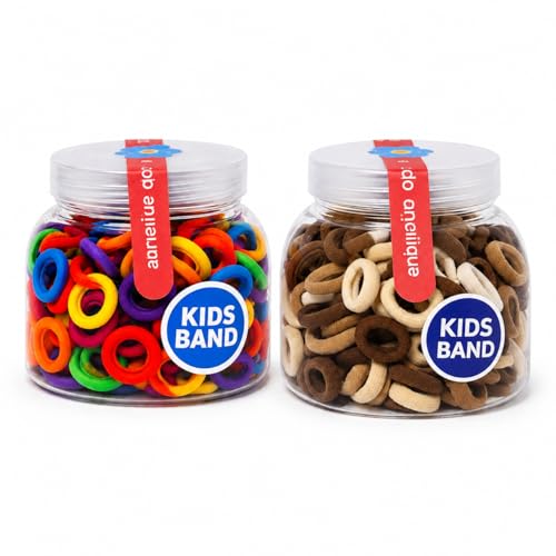 Image of Frescorr (200 pcs) Baby Hair Ties | Soft No-Damage Premium Elastic Mini Rubber Bands for girls | Strong Stretch Ponytail Holders | Daily Use Hair Accessories (Brown + Multicolor)