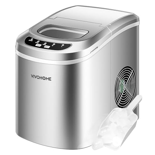 VIVOHOME Electric Portable Compact Countertop Automatic Ice Cube Maker Machine with Hand Scoop and Self Cleaning Function 26lbs/Day Silver