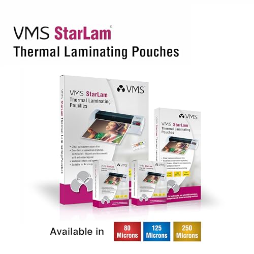 Image of VMS Starlam Thermal Lamination Pouch 70x100mm 125 Micron - Pack of 2 (200 Sheets) for Id Card