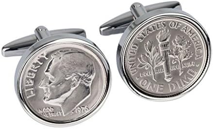 Cufflinks Rhodium Plated 1976 Birthday Genuine 1976 Mint US Coin Cufflinks