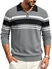 Suéteres polo de punto a rayas manga larga para hombre Hardaddy, ligeros 2