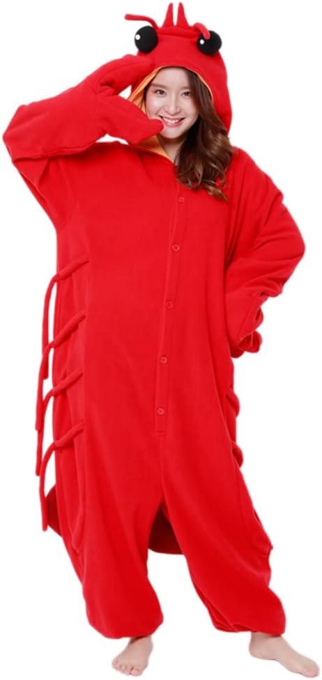 SAZAC Lobster Kigurumi Onesie Costume, Adult, Red