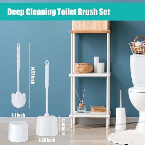Image of Roshtia 24 Sets Toilet Brush and Holder Set for Bathroom Toilet Bowl Brush Scrubber with Caddy for Deep Cleaning, 14.57 Height (White)