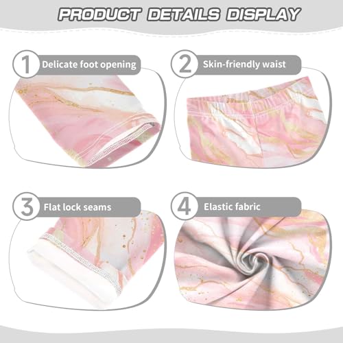 KLL Gold Glitter Pink Marble Toddler Girls' Athletic Leggings Casual Full Length Workout Pants Sports3