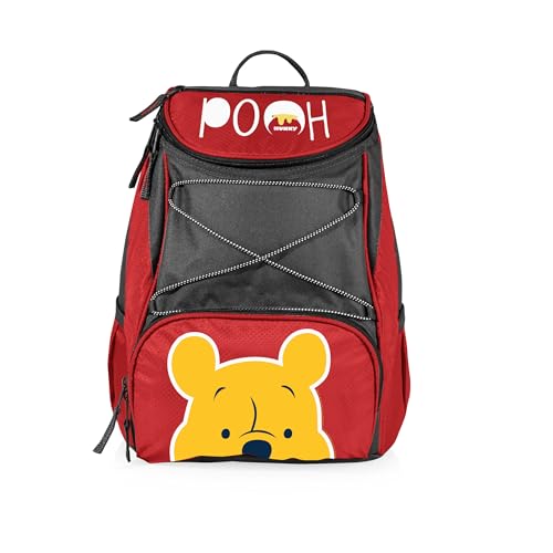 PICNIC TIME Disney Ursinho Pooh PTX Mochila Cooler, Mochila Térmica, Lancheira Isolada (Vermelha com Acentos Cinza)