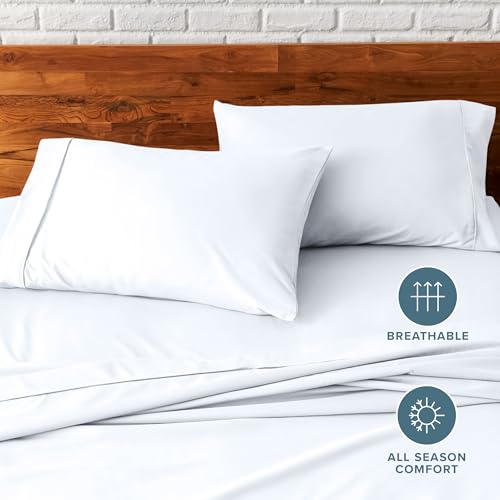 Image of Bare Home Microfiber Pillow Cases - King Size Set of 2 - Cooling Pillowcases - Double Brushed - White Pillowcases 2 Pack - Easy Care (King Pillowcase Set of 2, White)