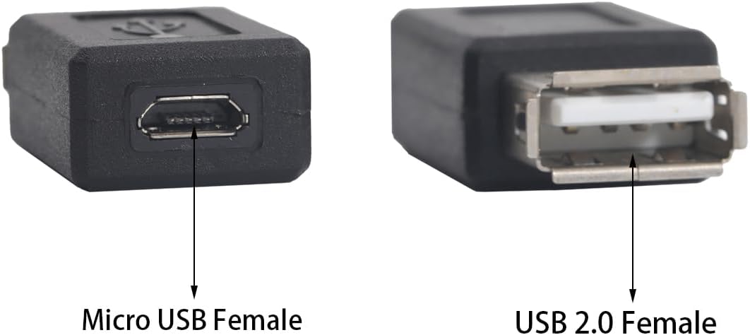 4PCS USB 2.0 Female to Micro USB Female Adapter,Type-A to Micro Converter Connector for Android Phones, Tablets, Bluetooth Speakers, Digital Cameras