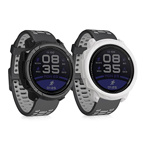 kwmobile Cases for COROS PACE 2 - Set of 2 Silicone Covers (Fitness Tracker Not Included) - Black/White