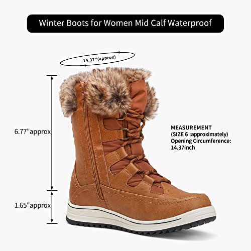 Vepose Women's 966 Snow Boots For Women Waterproof, Mid Calf Outdoor Boot With Warmly Plush Brown Size 7.5(Cjy966 Brown 07.5) #TOP5