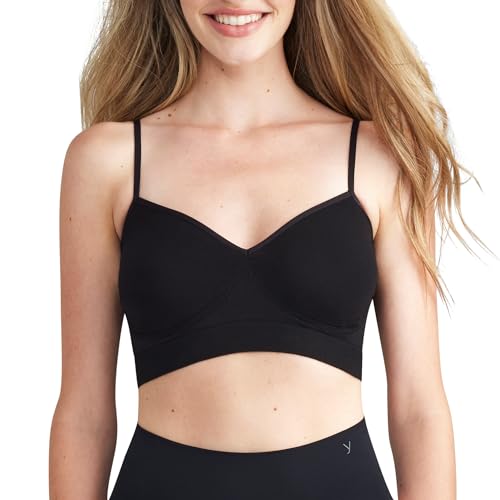 Yummie Women's Audrey Unlined Bralette Outlast® Seamless, Black, Medium/Large