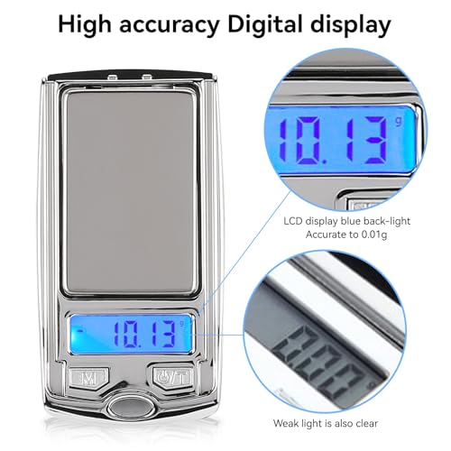 Digitale Lebensmittelwaage Kleine Schmuckwaage 100 G/0,01 G Gramm Elektronische Waage, Digitale Feinwaage, Taschenwaage Mit Hintergrundbeleuchtetem Display Abnehmbare Schutzhülle