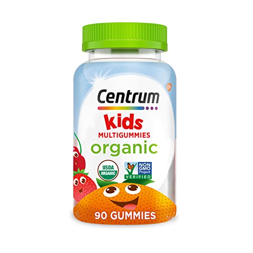 Multigomitas orgánicas para niños, gomitas multivitamínicos para niños, multivitamínicos orgánicos para niños con nutrientes esenciales para apoyo inmune, función muscular y salud cerebral, 90 unidades