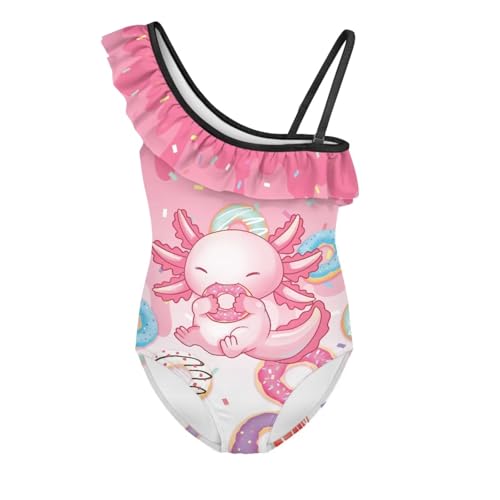 Image of Ladybug Swimsuits for Girls 5-14 One Piece Bathing Suit Kids One Ruffle Shoulder Beach Sport Swimwear