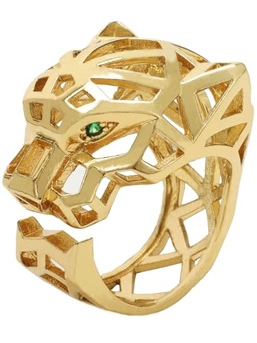14K Gold Open 3D Mesh Leopard Head Ring & Stylish Personalised Ladies Jewellery Holiday Gifts - Main Image