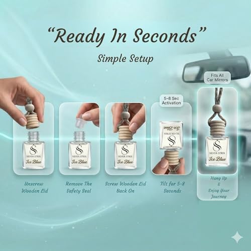 Image of Car Perfume Air Freshener | Long Lasting Fragrance for Car Interior | Premium Luxury Scent for Fresh & Pleasant Drive | Easy to Use Car Freshener for All Vehicles (Ice Blue)