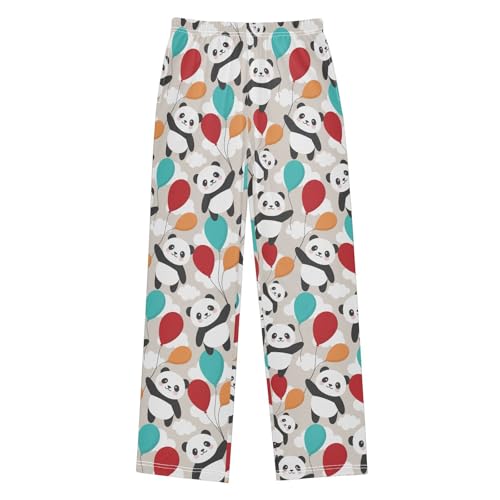 ZZXXB Panda Flying Balloon Boys Long Pants Soft Trousers Elastic Waist Kids Lounge Bottoms with Pockets S-XL