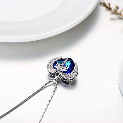 AOBOCO Sterling Silver Registered Nurse RN NP LPN Caduceus Pendant Necklace with Angel Heart Charm Made with Austrian Crystal, Nurse Nursing School Graduation Gifts for Women3