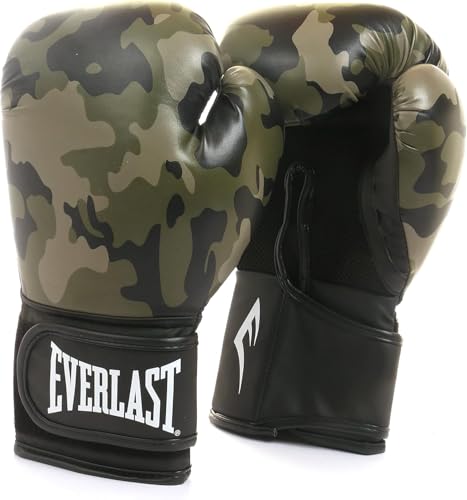 Everlast Spark 16oz Boxhandschuhe, Camo Kunstleder-Handschuhe für Sandsack, Pratzen & Fitness, Klettverschluss, ergonomischer Daumen & Formschaum – Original Everlast Ausrüstung