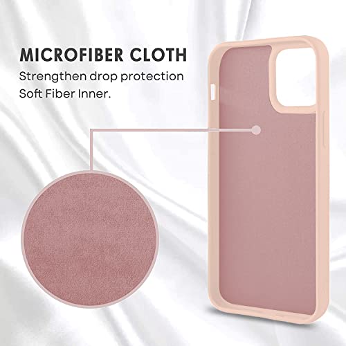 Image of DIZORO Microfiber Candy Case Compatible for iPhone 12 Mini 5.4 inch, Shockproof Slim Back Cover Liquid Silicone Case - Pink
