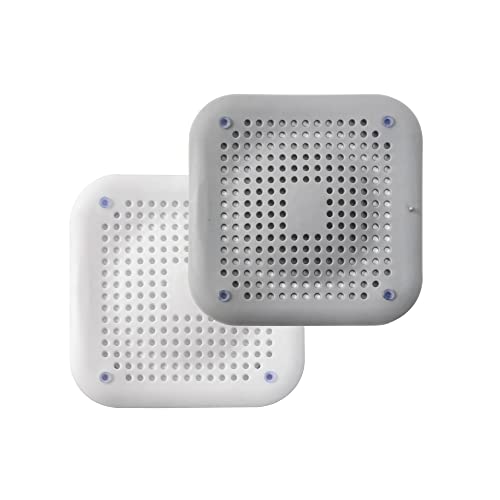 Paquete de 2 protectores de pelo, cubierta de drenaje cuadrada para ducha, tapón de cabello de silicona con ventosa, fácil de instalar, apto para cocina, baño y bañera