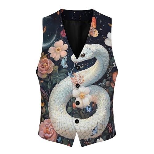 Moon Galaxy Snake Men's Suit Vests Business Formal Dress Vest V-Neck Waistcoat for Wedding Casual4