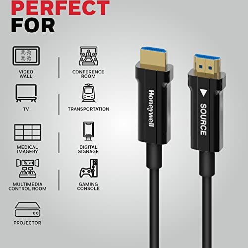Image of Honeywell HDMI AOC 2.1 Complaint 50 Meters, Transmission Speed of 48GBPS, Supports UHD Resolution of 8K@60Hz, Male-to-Male, High-Speed Fiber Optics Cable, Compatible with TV, Gaming Console, etc.