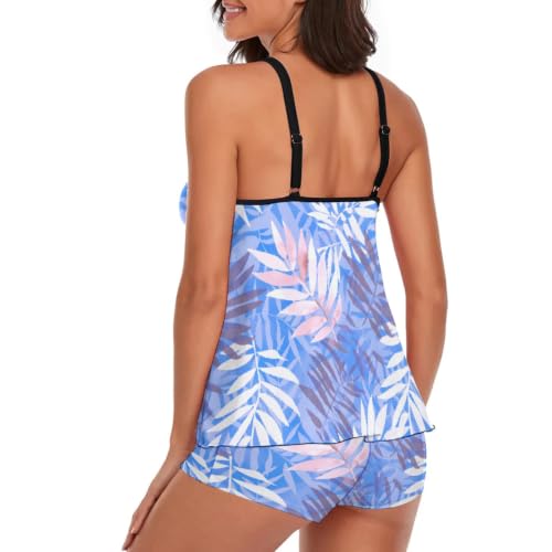 Image of Urchics 2026 Women Two Piece Tankini Swimsuit Tummy Control Plus Size Long Torso Top and High Waisted Boyshorts Bathing Suits